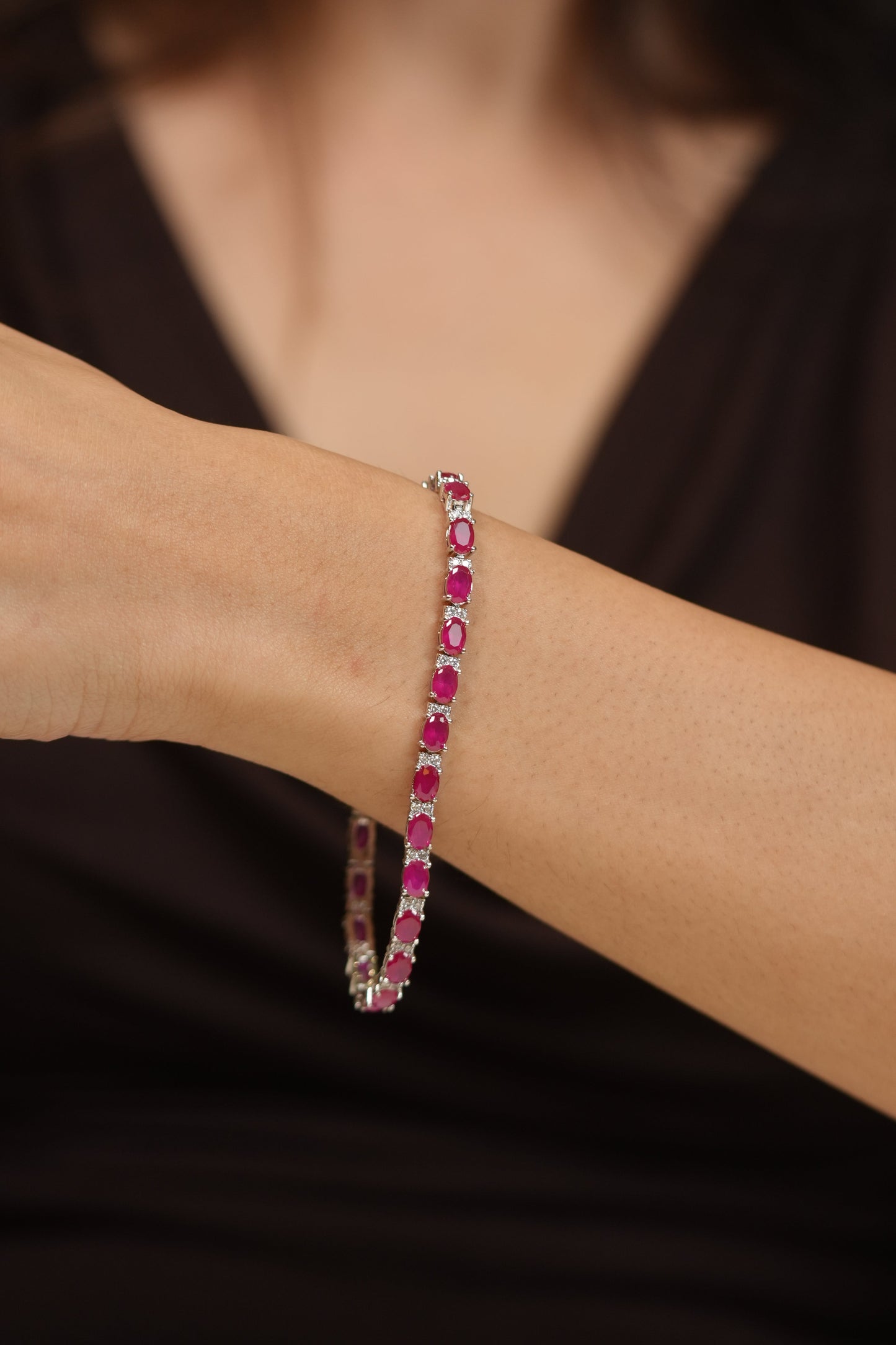 Sigma Coloured Stone Diamond Tennis Bracelet