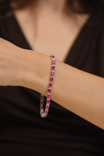 Sigma Coloured Stone Diamond Tennis Bracelet
