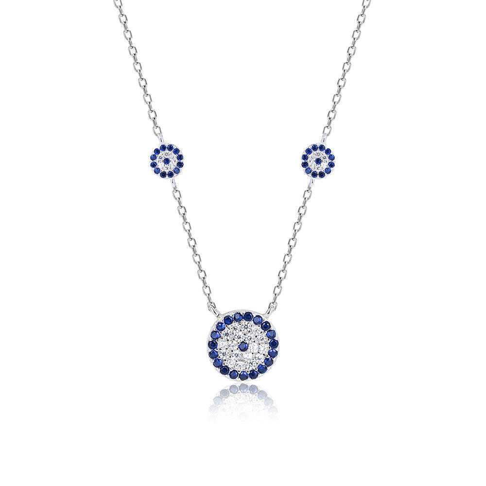 Circular Blue Floral Necklace