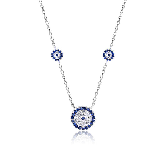 Circular Blue Floral Necklace