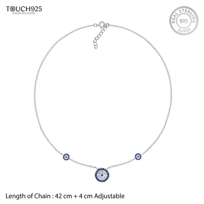 Circular Blue Floral Necklace