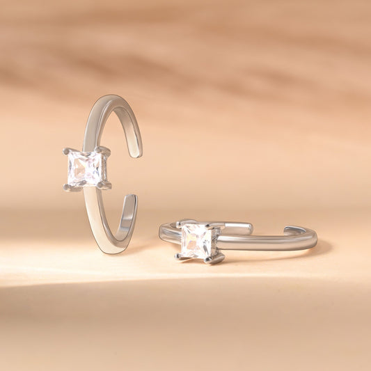 Square CZ Toe Ring