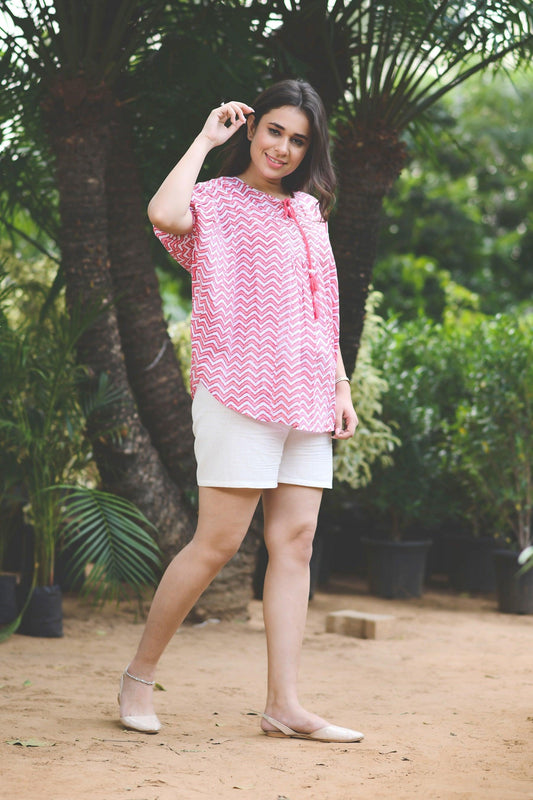 PRETTY IN PINK CHEVRON COTTON TOP