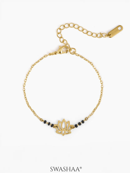Aaradhya Lotus Motif 18K Gold Plated Mangalsutra Bracelet