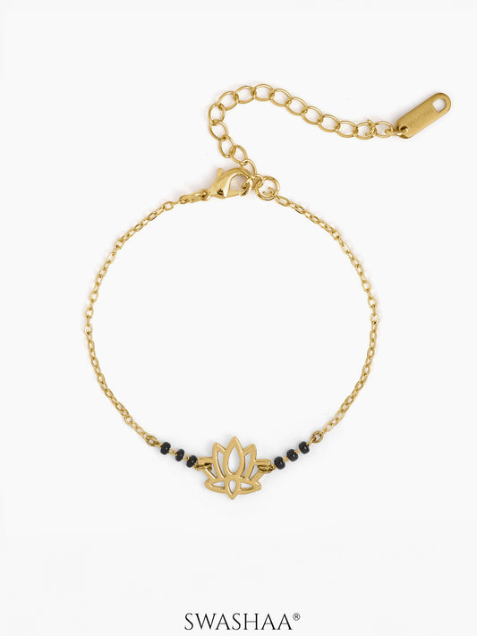 Aaradhya Lotus Motif 18K Gold Plated Mangalsutra Bracelet
