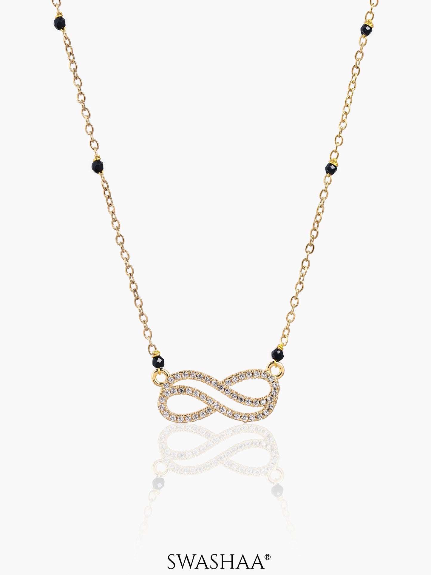 Aavya Infinity Diamond 18K Gold Plated Pendant Mangalsutra