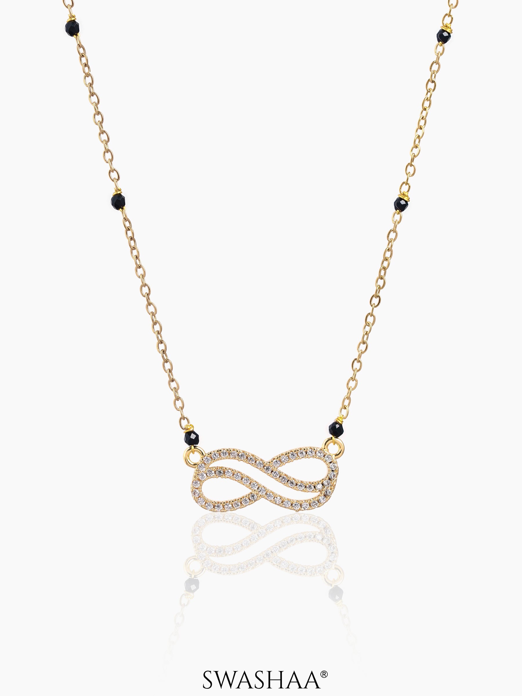Aavya Infinity Diamond 18K Gold Plated Pendant Mangalsutra