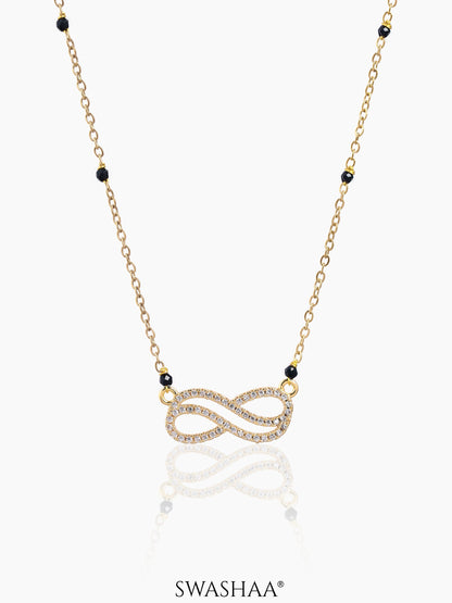 Aavya Infinity Diamond 18K Gold Plated Pendant Mangalsutra