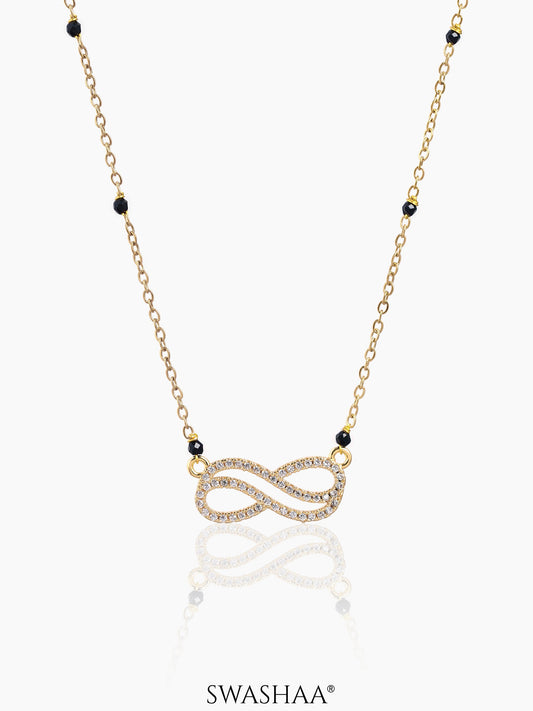 Aavya Infinity Diamond 18K Gold Plated Pendant Mangalsutra