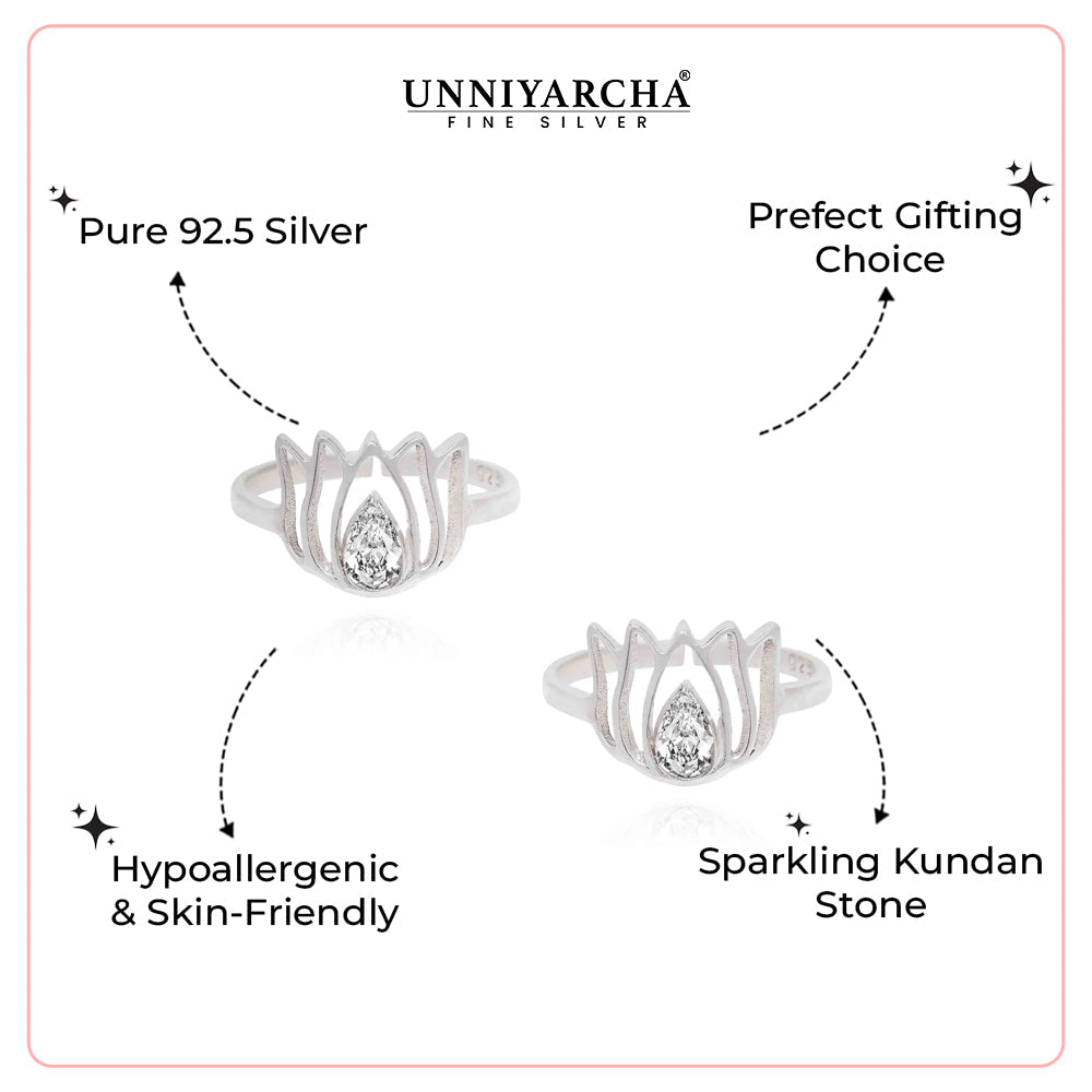 925 Sterling Silver Lotus Toe Ring