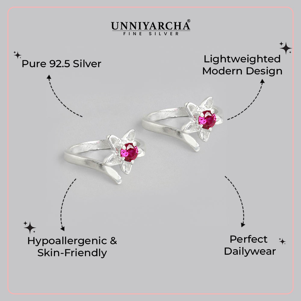 92.5 Sterling Silver Pink stone Toe ring