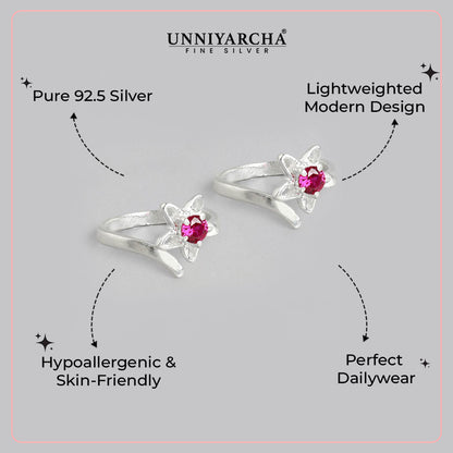 92.5 Sterling Silver Pink stone Toe ring
