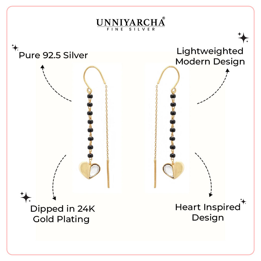 92.5 Sterling Silver Kundan Heart Mangalsutra Earring