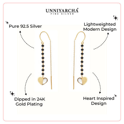 92.5 Sterling Silver Kundan Heart Mangalsutra Earring