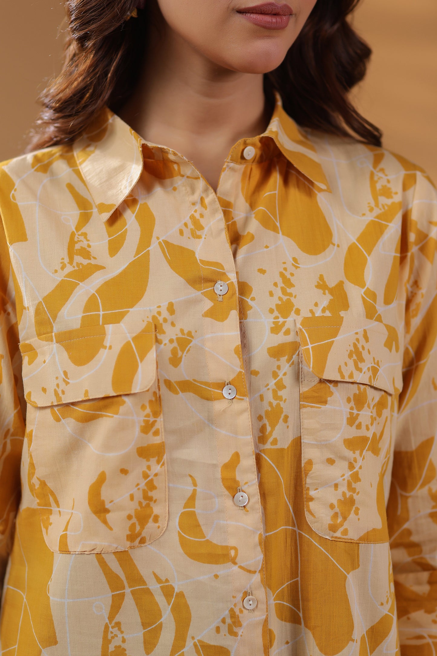 Abstract Design Cotton Shirt Top