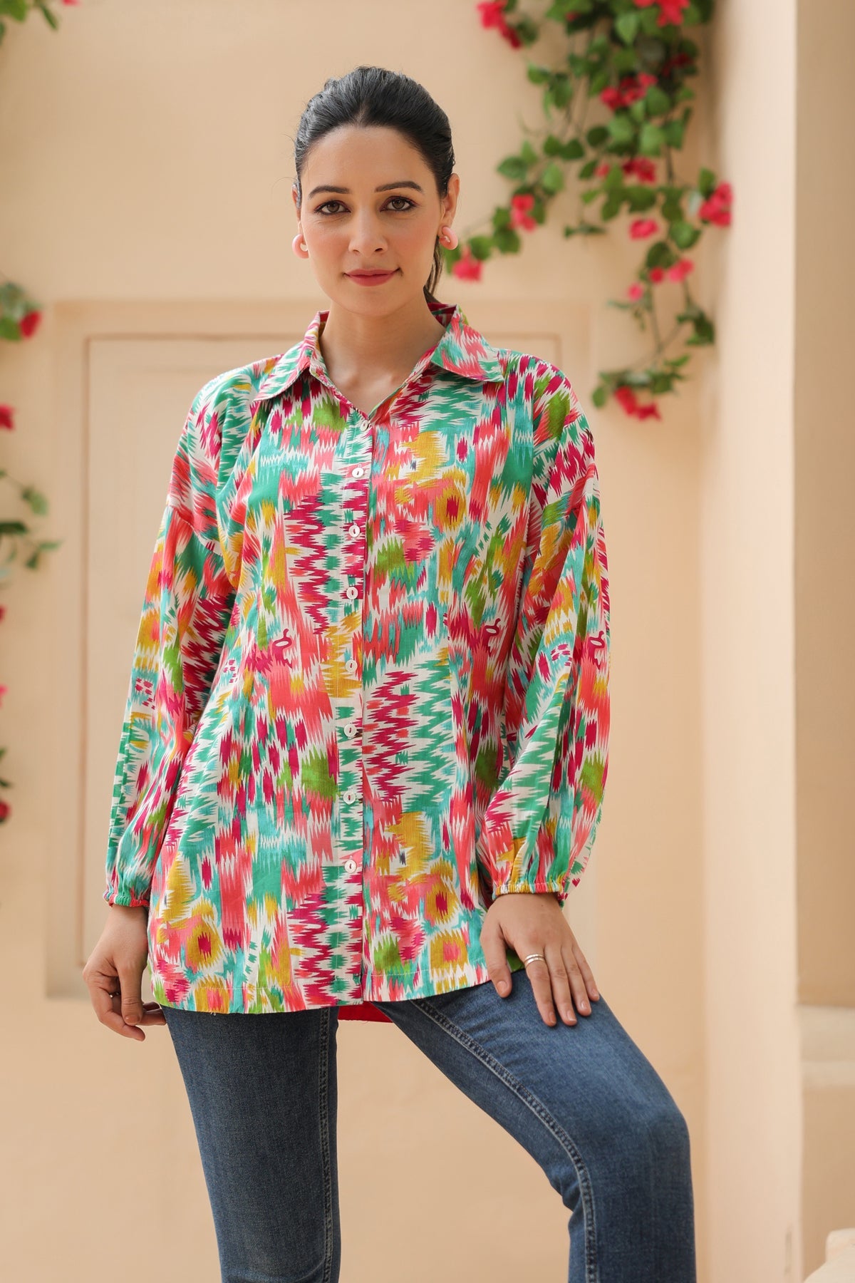 Abstract Printed Cotton Top
