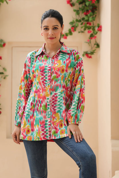Abstract Printed Cotton Top
