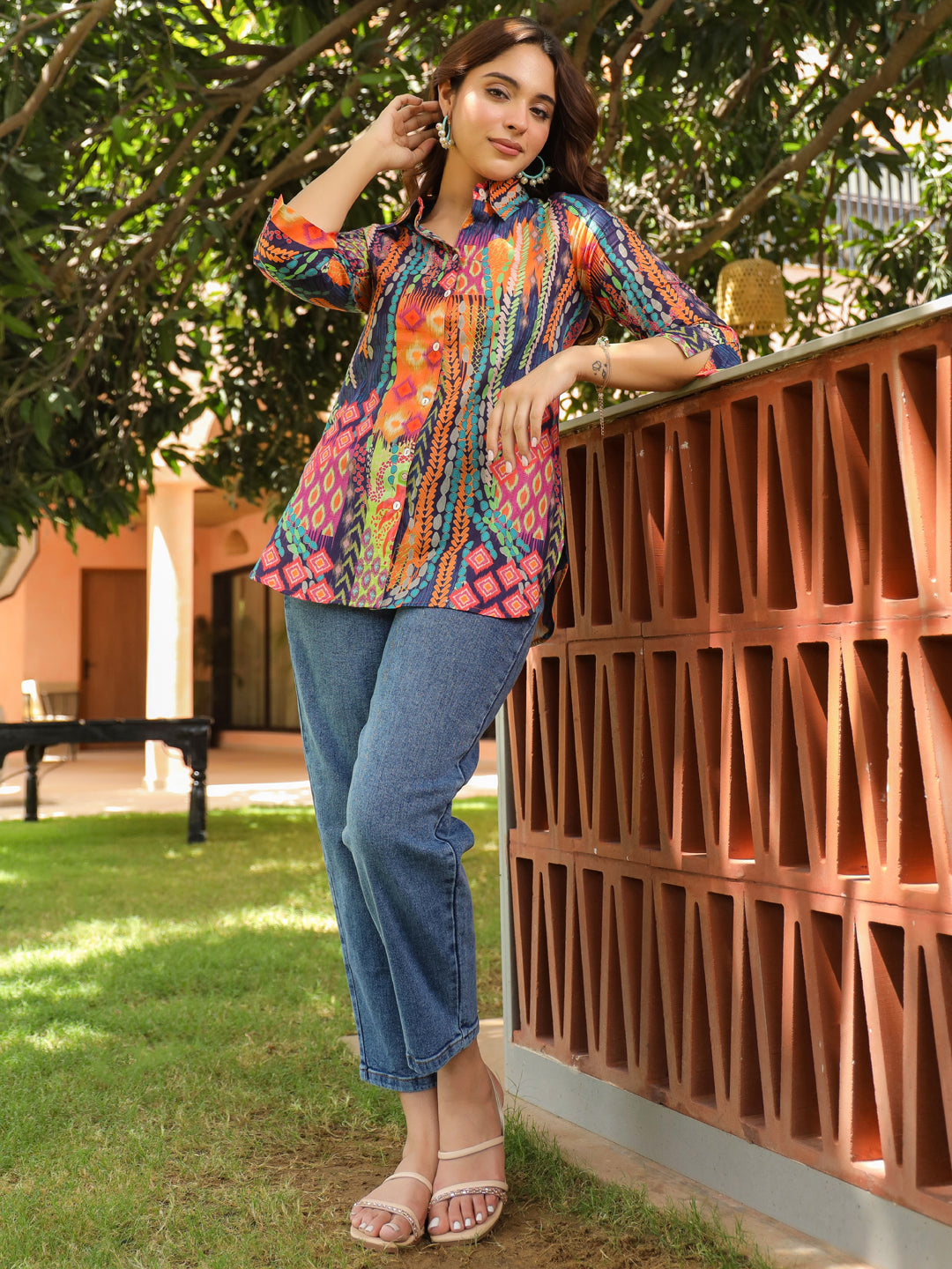 Abstract pattern relaxed fit shirt