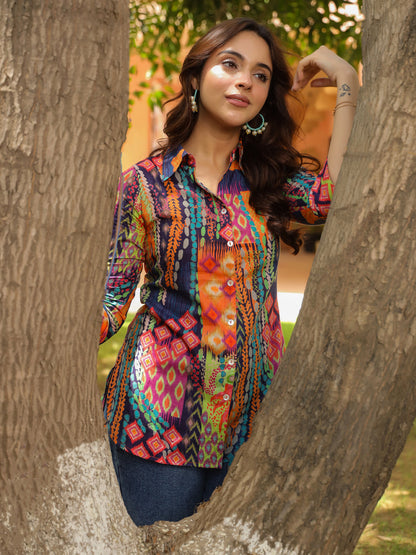 Abstract print everyday cotton shirt