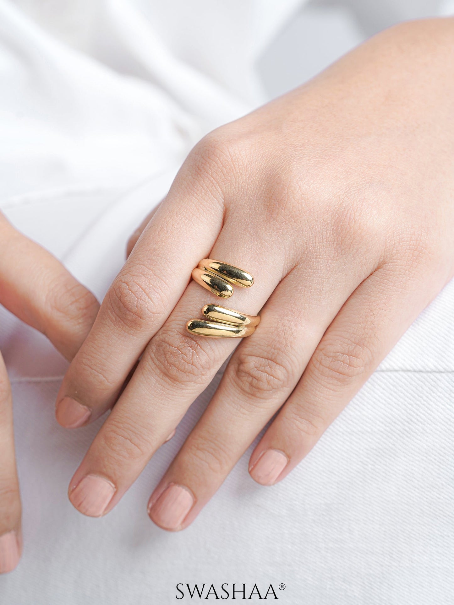 Aella Fluid Spiral Wrap 18K Gold Plated Ring