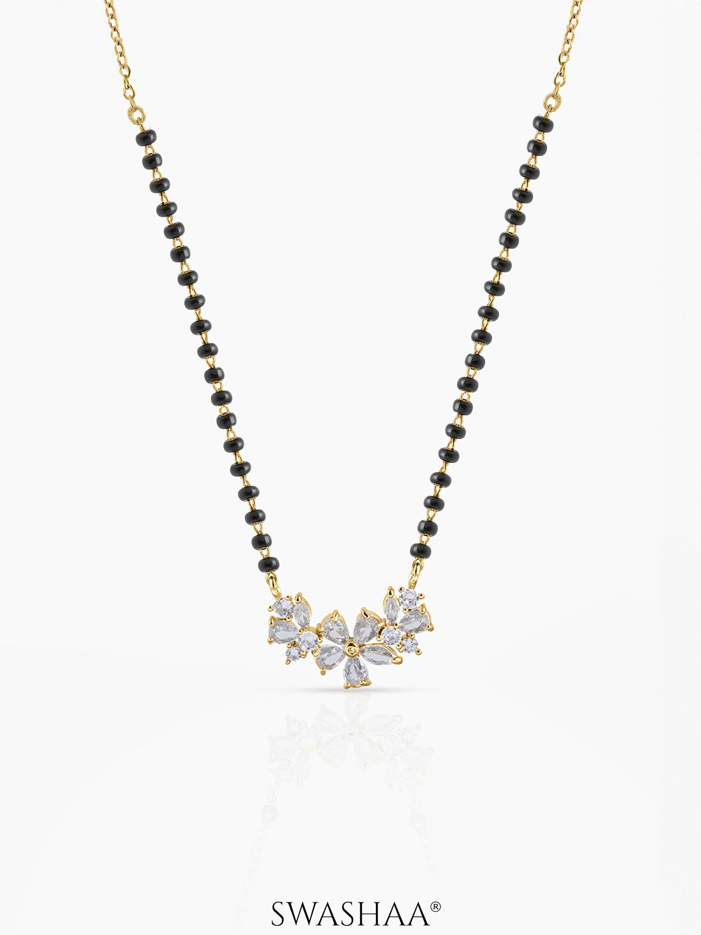 Aira Diamond Floral Cluster 18K Gold Plated Mangalsutra