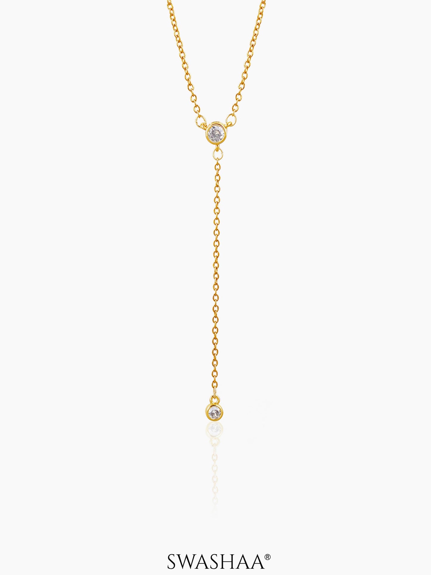 Aleeia Solitaire Drop 18K Gold Plated Chain Necklace