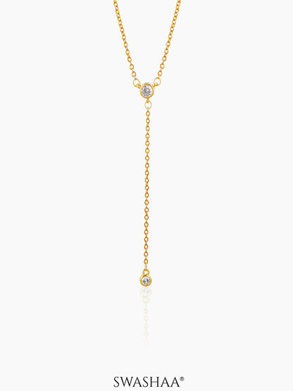 Aleeia Solitaire Drop 18K Gold Plated Chain Necklace