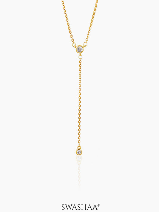Aleeia Solitaire Drop 18K Gold Plated Chain Necklace