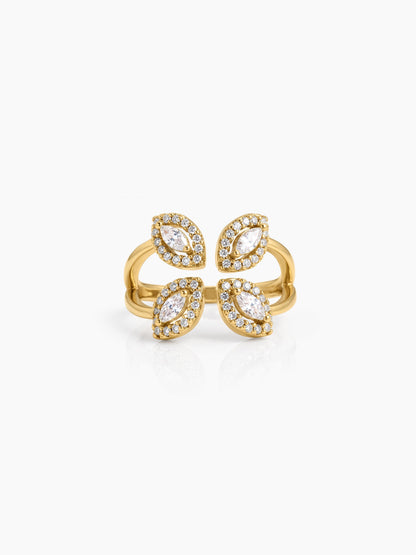 Amelia Marquise Halo 18K Gold Plated Women's Ring - Swashaa
