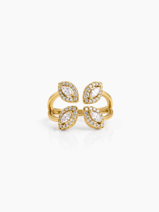 Amelia Marquise Halo 18K Gold Plated Women's Ring - Swashaa