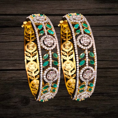 American Diamond Bangles - 24K Gold Plated Openable Bangles Set