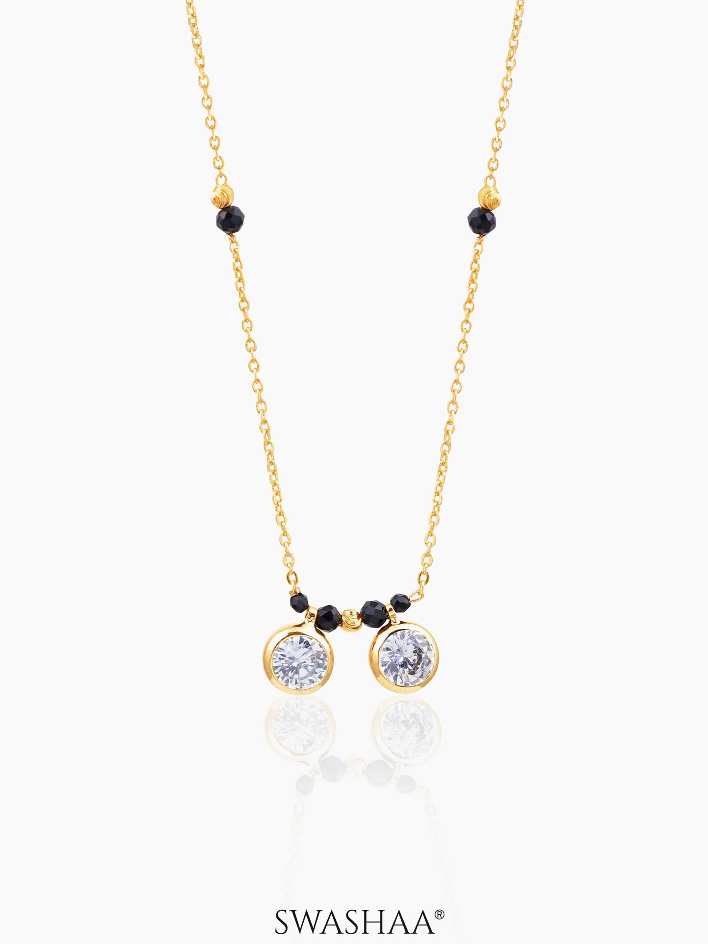 Amira Two Bezel Solitaire Radiant Bond 18K Gold Plated Mangalsutra