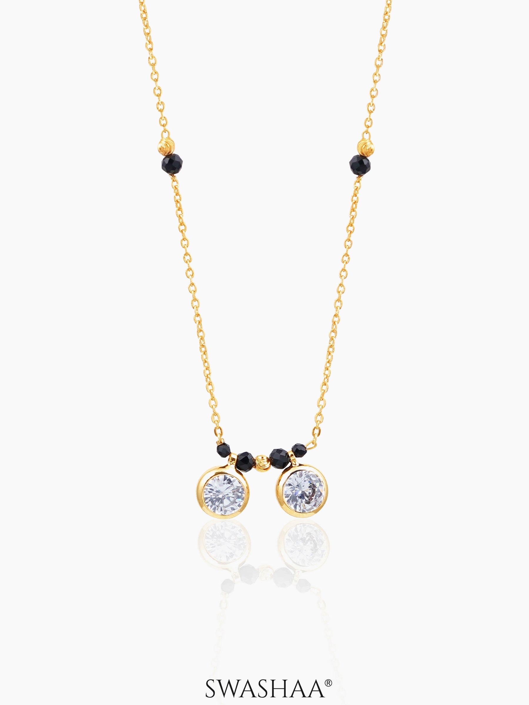 Amira Two Bezel Solitaire Radiant Bond 18K Gold Plated Mangalsutra