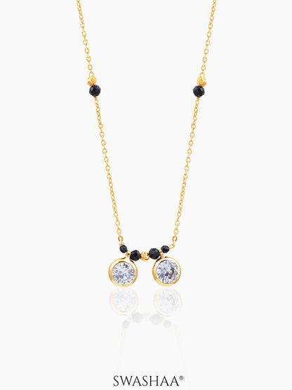 Amira Two Bezel Solitaire Radiant Bond 18K Gold Plated Mangalsutra