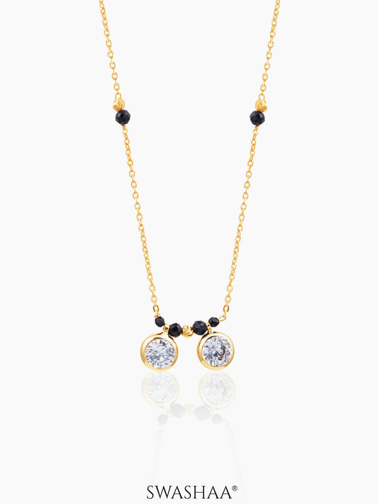 Amira Two Bezel Solitaire Radiant Bond 18K Gold Plated Mangalsutra
