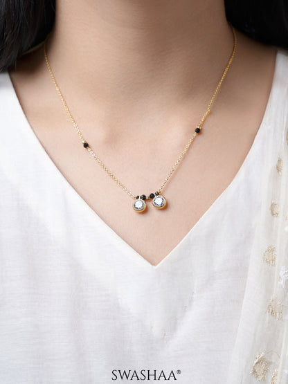 Amira Two Bezel Solitaire Radiant Bond 18K Gold Plated Mangalsutra