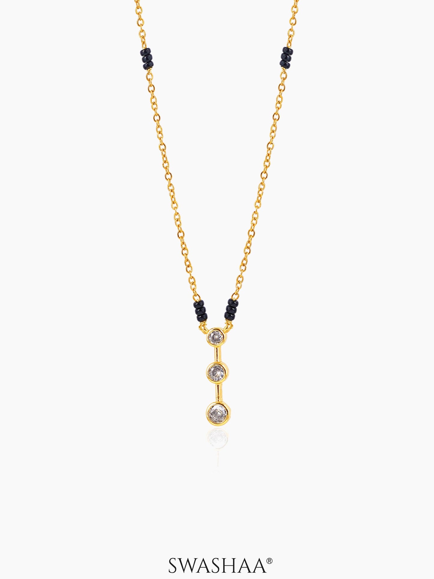 Anvitha Trinity Diamond 18K Gold Plated Pendant Mangalsutra