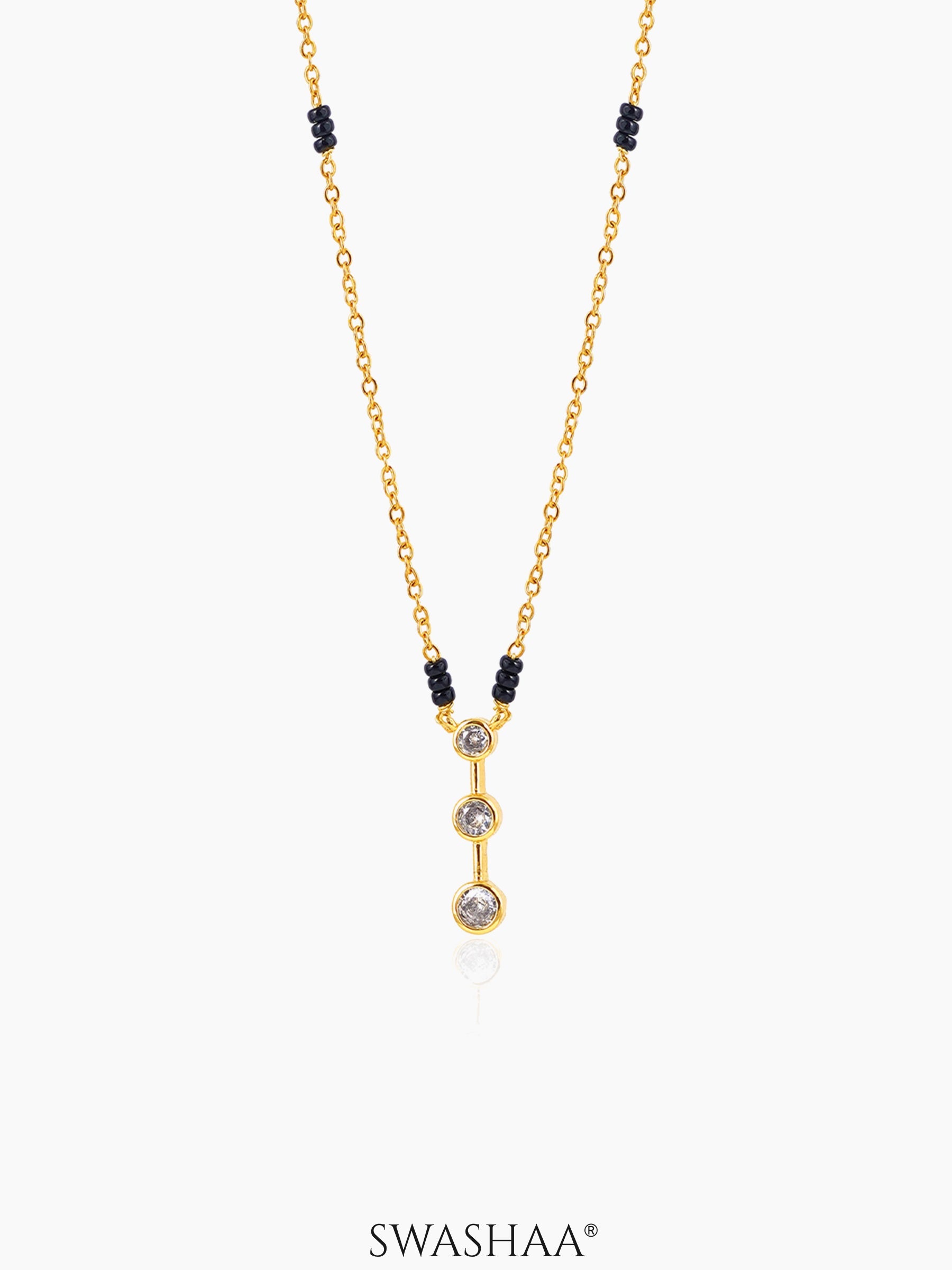 Anvitha Trinity Diamond 18K Gold Plated Pendant Mangalsutra