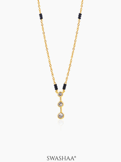 Anvitha Trinity Diamond 18K Gold Plated Pendant Mangalsutra
