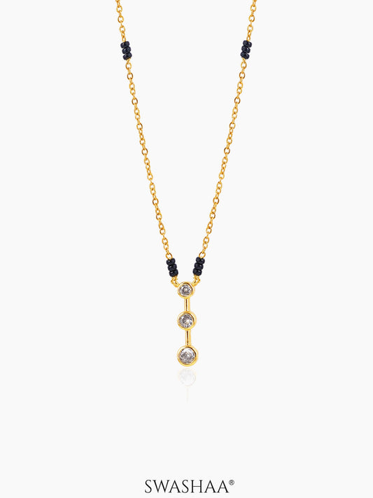 Anvitha Trinity Diamond 18K Gold Plated Pendant Mangalsutra