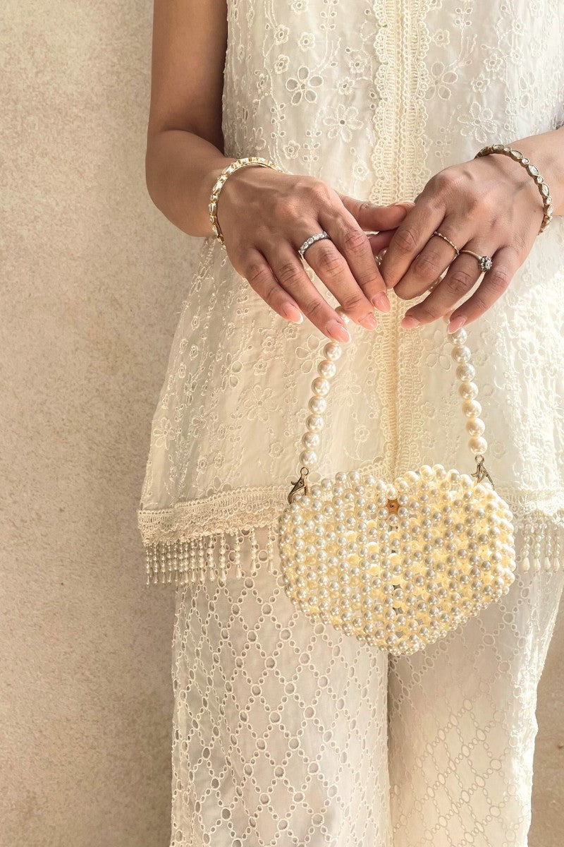 AMYRA - Aria Mini Heart bag - Off-white