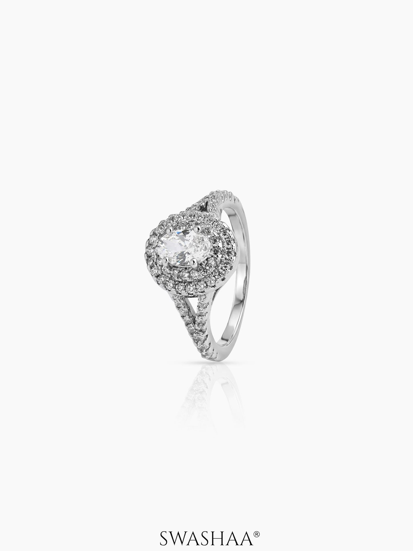 Arista Round-Cut Silver Diamond Solitaire Women's Ring