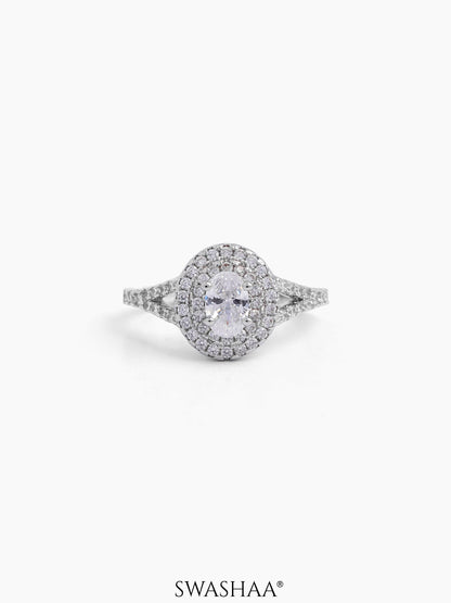 Arista Round-Cut Silver Diamond Solitaire Women's Ring