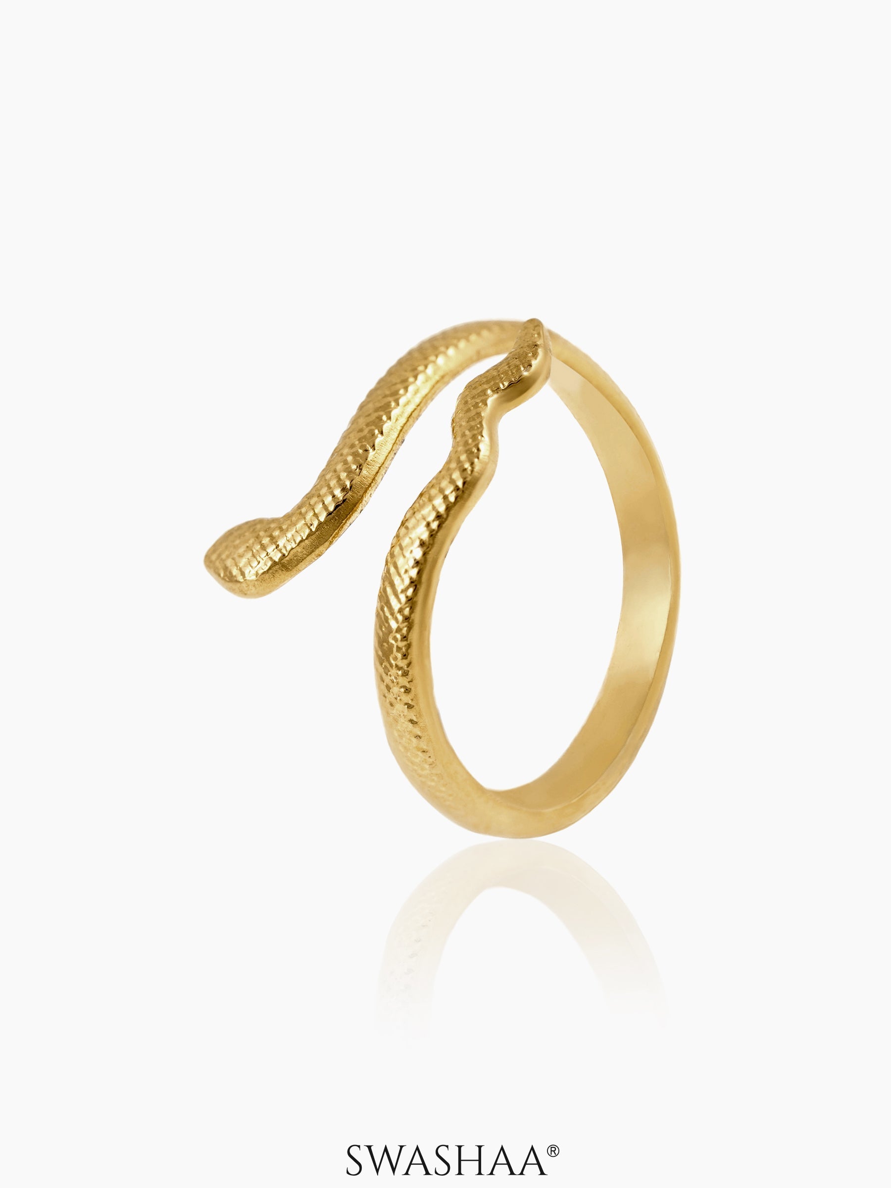 Ashlekha Sleek Wrap Style Snake 18K Gold Plated Ring