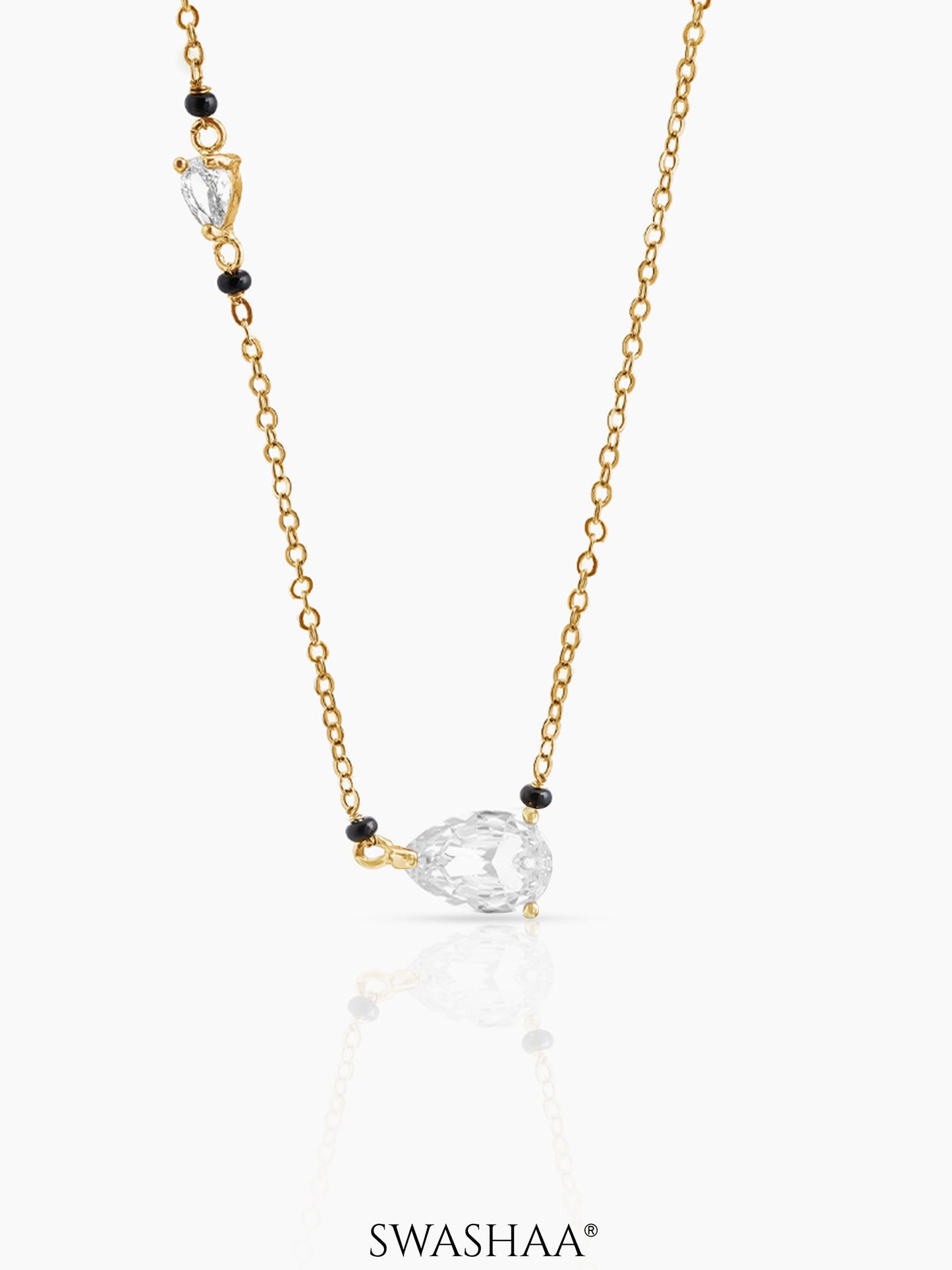 Avanti Pear Solitaire Diamond 18K Gold Plated Mangalsutra