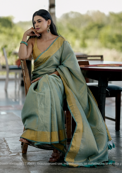 Mul Cotton Zari Jaal Saree Noor Sage