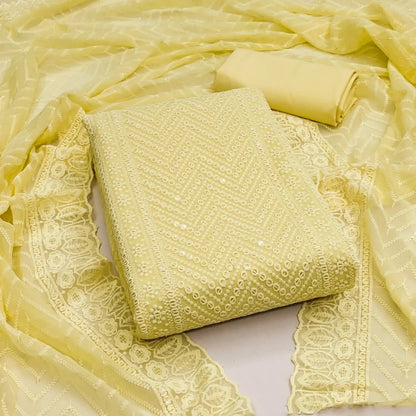 Georgette Chikankari Work Womens Dress Material (Unstitched) - Premium  from Ethenika.com - Just INR 1490! Shop now at Ethenika.com 