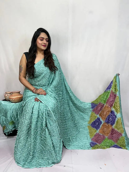 Pure Modal Silk Barik Bandhej Lagdi Pallu Bandhani Saree - Premium  from Ethenika.com  - Just INR 5990! Shop now at Ethenika.com 