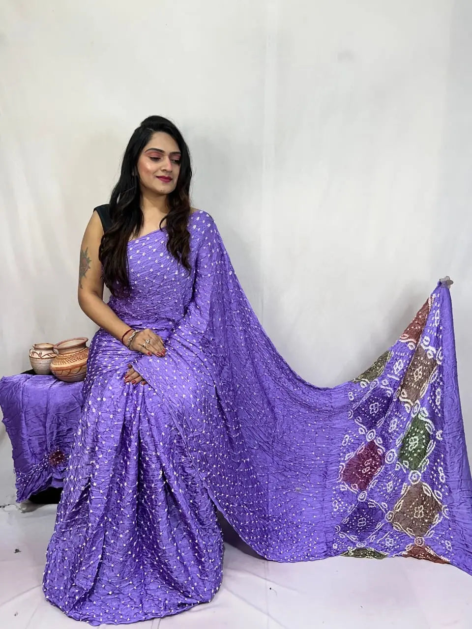 Pure Modal Silk Barik Bandhej Lagdi Pallu Bandhani Saree - Premium  from Ethenika.com  - Just INR 5990! Shop now at Ethenika.com 