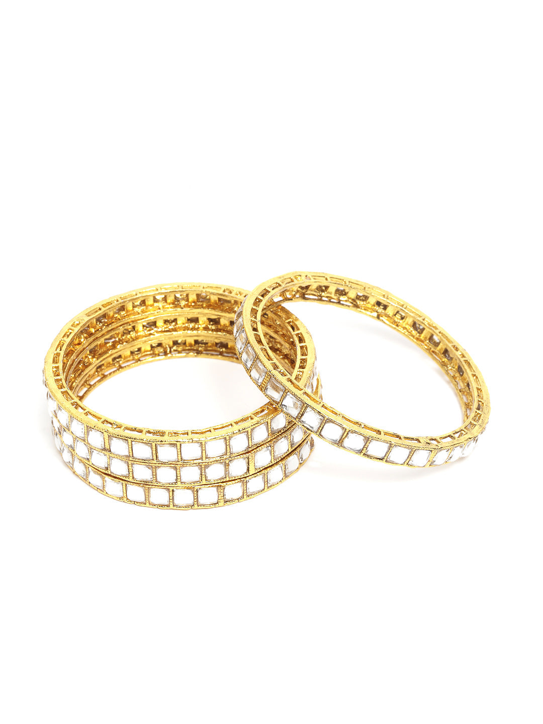 Fancy Folk - Kundan Studded Gold Plated Set of four Bangles